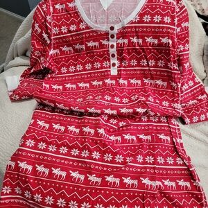 Lazy One Red and White Reindeer Nightshirt
